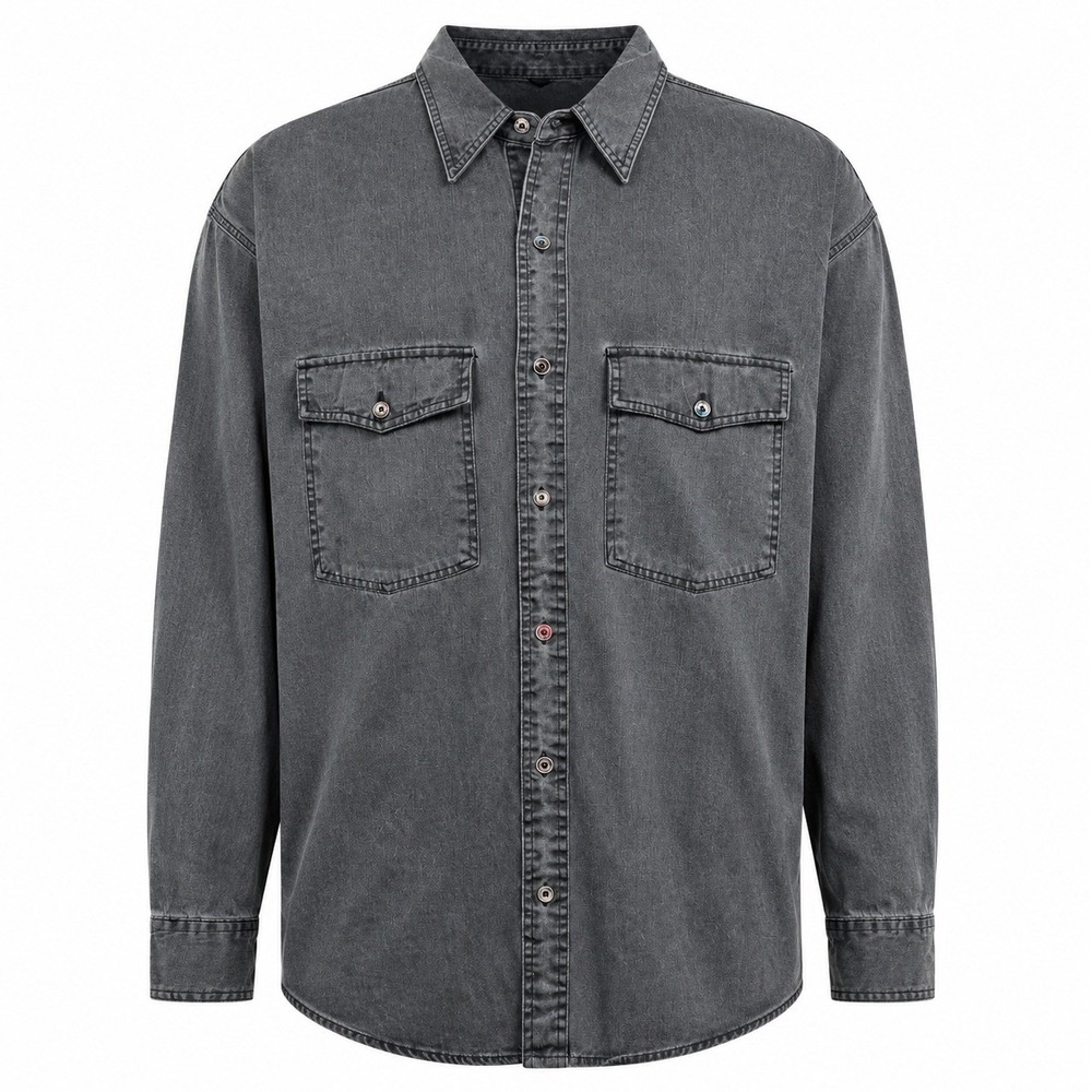 Zanella Button Down Mens XL Charcoal Grey Vintage 90s Rayon Cotton 4D101